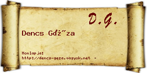 Dencs Géza névjegykártya